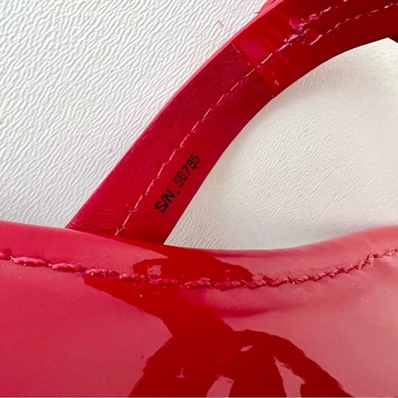 TORY BURCH | Miller Bright Rainbow Ruby Red Patent Leather Sandal Flip Flop 8 - Picture 11 of 14